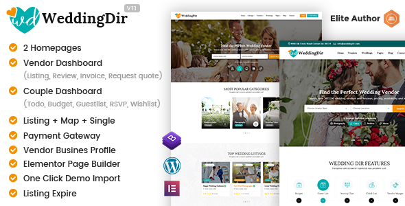 WeddingDir - Directory & Listing WordPress Theme for Vendor / Supplier Logo